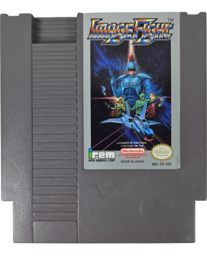 Image Fight Nintendo Entertainment System NES for retro video game enthusiasts featuring classic vertical scrolling shoot em up gameplay futuristic space combat strategic weapon upgrades challenging enemy formations intense arcade action and collectible gaming appeal cart
