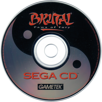 Brutal Paws of Fury Sega CD fighting game anthropomorphic animal martial artists one on one arcade combat cartoon style characters combo attacks versus multiplayer GameTek retro gaming Sega CD software video game title disc