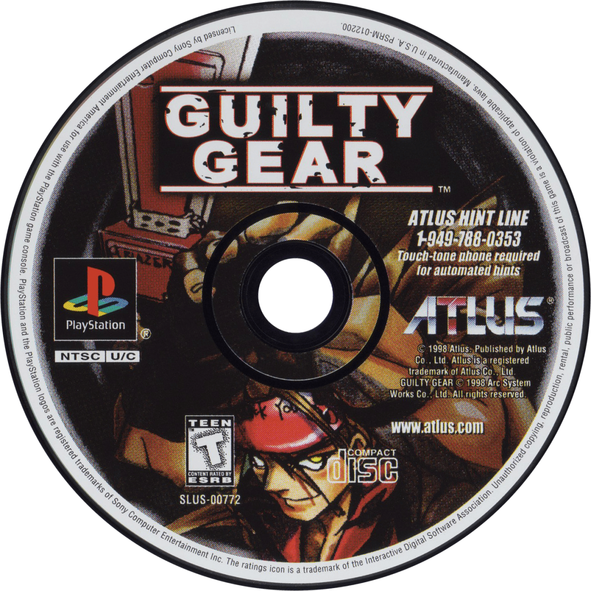 retro Guilty Gear PlayStation PS1 cover art collectible anime fighting game by Arc System Works authentic classic retro gaming title featuring fast paced arcade combat and iconic 2D battles disc