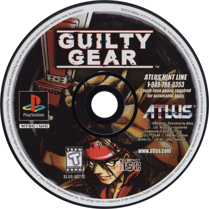 retro Guilty Gear PlayStation PS1 cover art collectible anime fighting game by Arc System Works authentic classic retro gaming title featuring fast paced arcade combat and iconic 2D battles disc