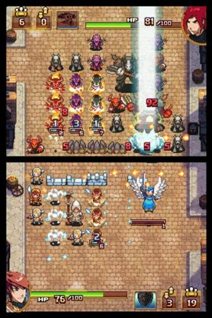 Might and Magic Clash of Heroes Nintendo DS DS video game featuring fantasy puzzle role playing gameplay tactical match three combat strategic unit formations hero abilities magical creatures turn based battles campaign adventure character progression enemy encounters and touchscreen puzzle strategy mechanics classic Nintendo DS handheld gaming retro video game collection collectible gaming appeal gameplay