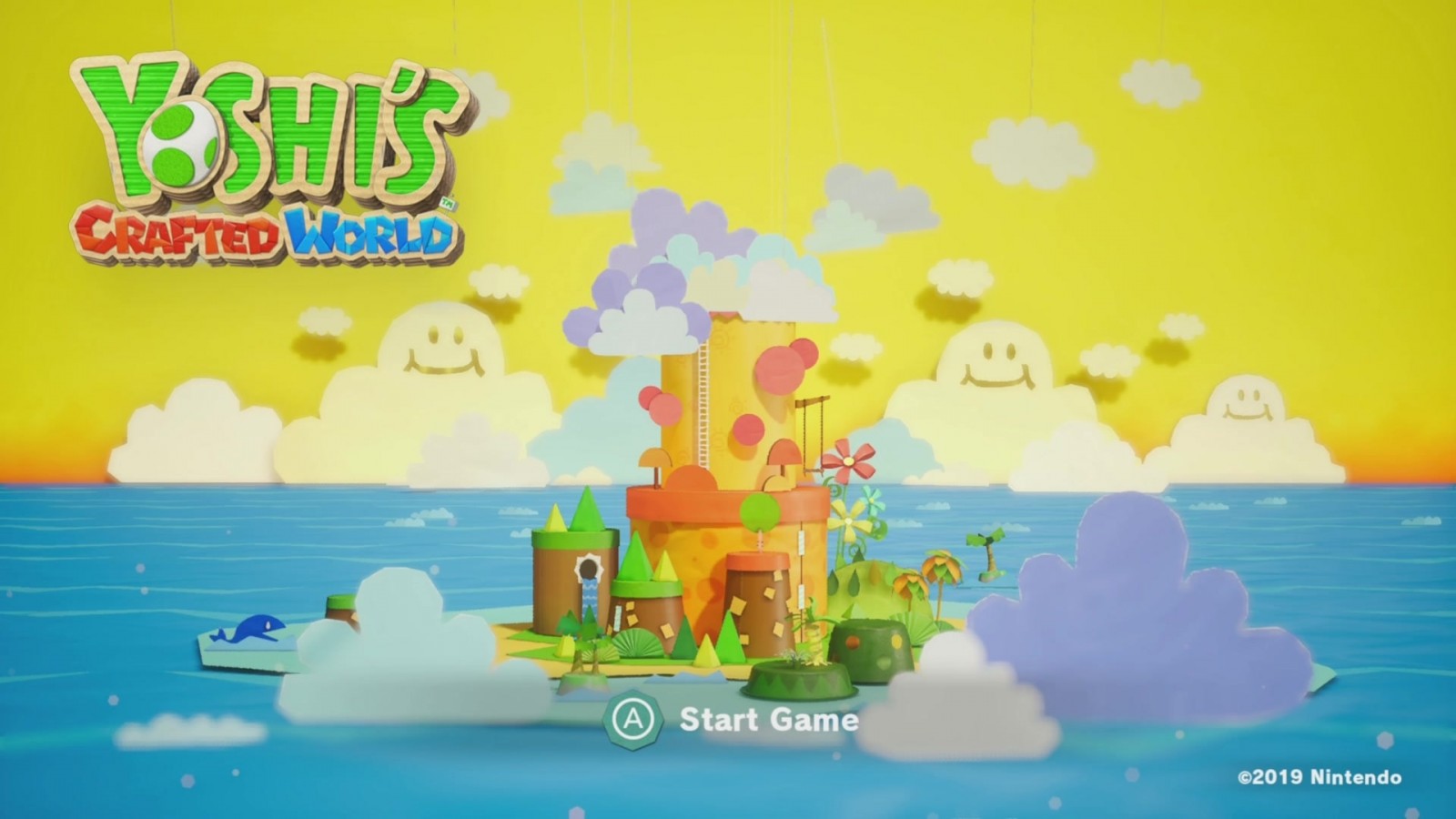 Yoshi's Crafted World title screen for Nintendo Switch (NS) video game