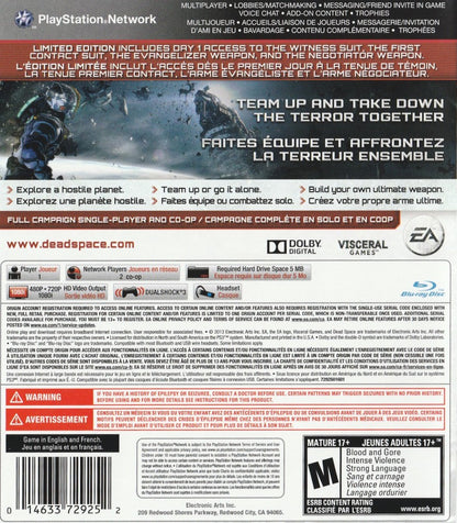 Dead Space 3 [Limited Edition] back cover art for PlayStation 3 (PS3) video game
