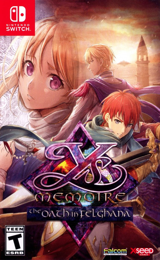 Ys Memoire The Oath in Felghana Refined Edition Nintendo Switch NS for action role playing video game fans featuring fast paced combat fantasy adventure exploration challenging boss battles character progression magical abilities enhanced refined edition content classic Falcom JRPG gameplay collectible gaming appeal front cover art case