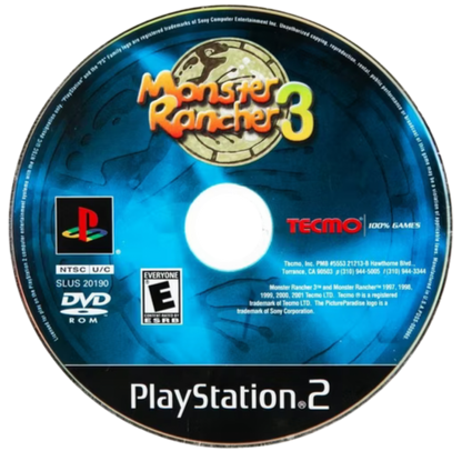 Monster Rancher 3 PlayStation 2 (PS2) monster breeding RPG video game disc