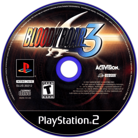 Bloody Roar 3 for PlayStation 2 with 3D fighting and beast transformation theme disc