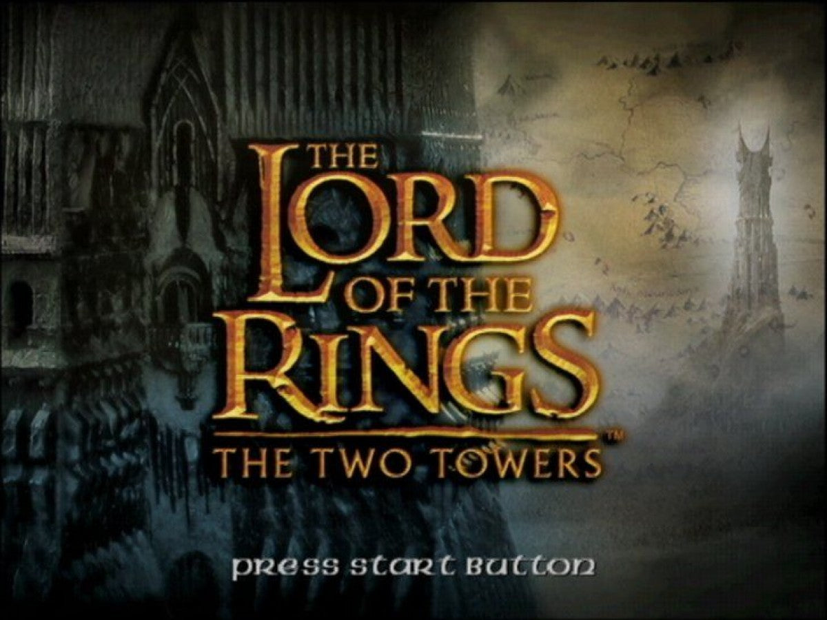 The Lord of the Rings: The Two Towers title page for PlayStation 2 video game