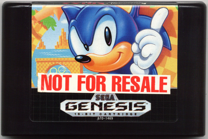 Sonic the Hedgehog Not for Resale Sega Genesis classic platformer with fast-paced gameplay and iconic blue hedgehog character cartridge