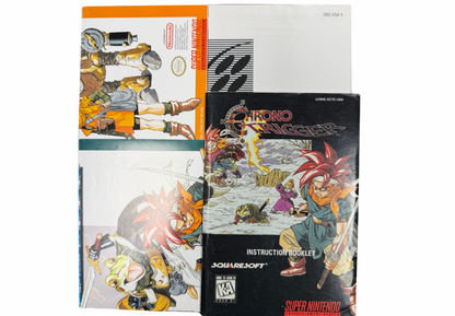 Chrono Trigger Super Nintendo SNES complete in box original copy RPG classic Square Enix Squaresoft time travel adventure turn based combat JRPG authentic box manual cartridge collectible retro gaming Super Nintendo entertainment system game title manuals and posters