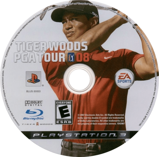 Tiger Woods PGA Tour 08 disc t for PlayStation 3 (PS3) video game