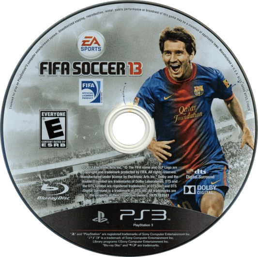 FIFA Soccer 13 disc art for PlayStation 3 (PS3) video game