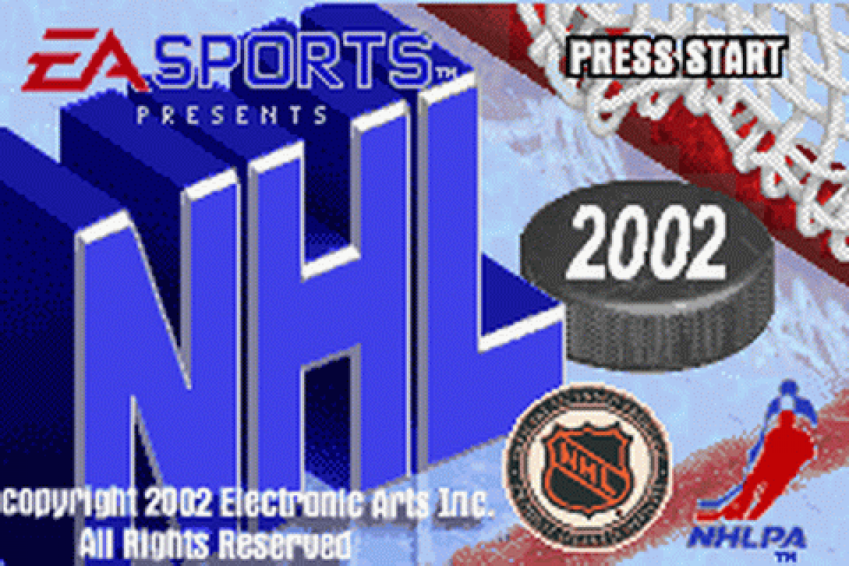 NHL 2002 start menu for Game Boy Advance GBA video game