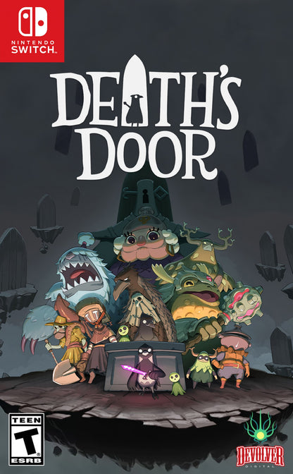 Death's Door Nintendo Switch game featuring action-adventure combat and dark fantasy exploration gameplay front cover