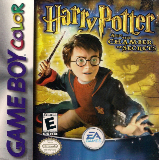 Harry Potter and the Chamber of Secrets for Game Boy Color (GBC) at Gamers INC, featuring a turn-based RPG adaptation of Harry’s second year at Hogwarts, where you explore familiar locations, learn spells, battle magical creatures, and relive the mystery of the Chamber of Secrets in a charming retro handheld adventure format front cover