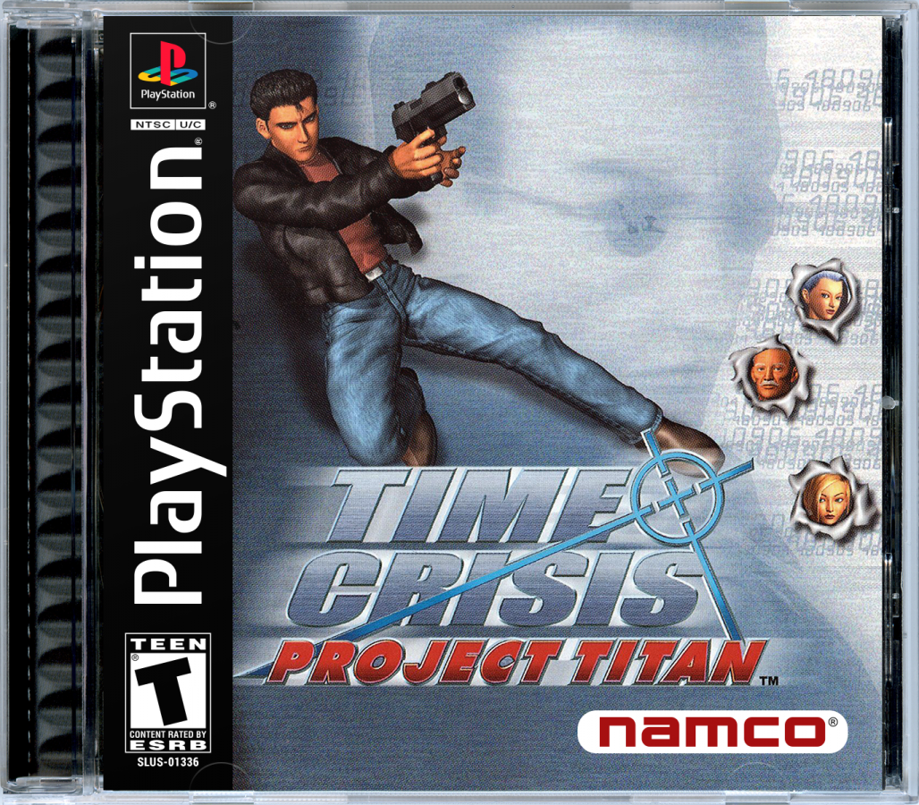 Time Crisis Project Titan PS1 PlayStation 1 light gun shooter arcade action game Namco rail shooter gameplay retro video game cover art