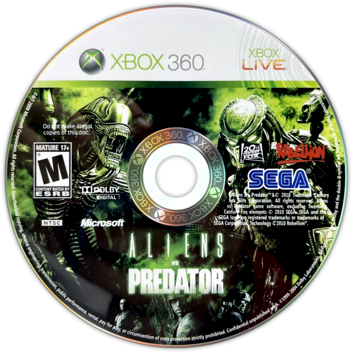 Retro Aliens vs Predator Xbox 360 inspired design featuring sci fi horror shooter aesthetic vintage HD era alien xenomorph marine predator jungle facility survival combat tense atmospheric action cinematic franchise crossover nostalgic FPS presentation disc 
