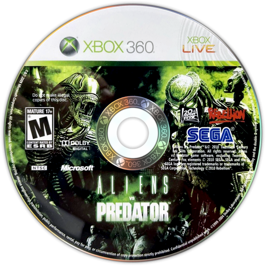Retro Aliens vs Predator Xbox 360 inspired design featuring sci fi horror shooter aesthetic vintage HD era alien xenomorph marine predator jungle facility survival combat tense atmospheric action cinematic franchise crossover nostalgic FPS presentation disc 