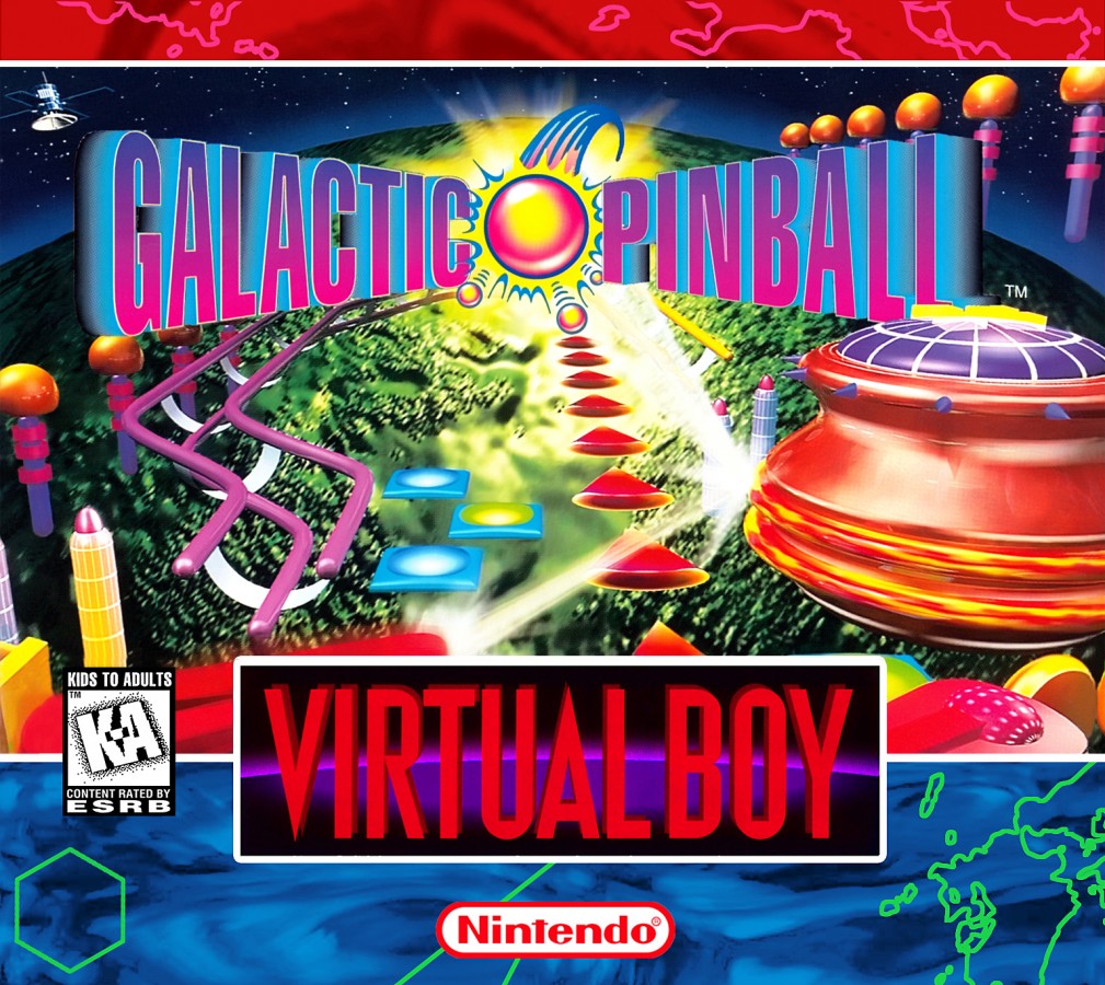 Galactic Pinball Virtual Boy video game, sci-fi themed pinball gameplay, classic Nintendo Virtual Boy title front cover