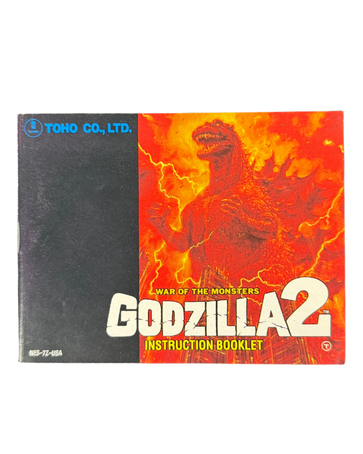 Godzilla 2 Nintendo Entertainment System NES for retro video game enthusiasts featuring turn based strategy gameplay giant monster battles classic kaiju action tactical map movement city destruction iconic Toho monsters 8 bit adventure collectible gaming appeal manual