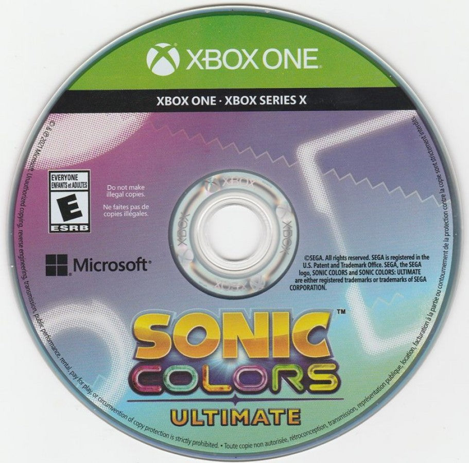 Sonic Colors: Ultimate – Xbox One (XONE) disc for action-platformer video game