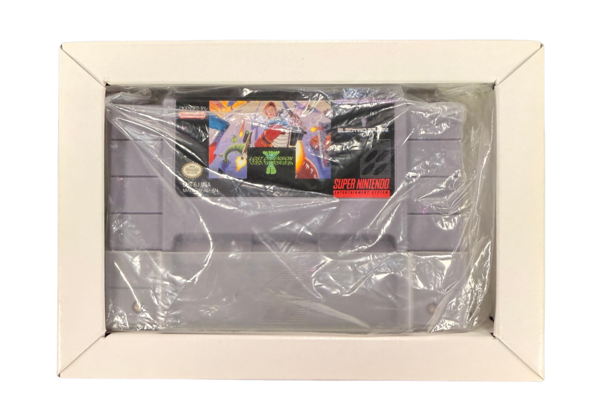 Jim Power The Lost Dimension Super Nintendo Entertainment System SNES retro video game action platformer featuring fast paced side scrolling combat challenging levels futuristic enemies power ups classic 16 bit graphics Super Nintendo gaming experience retro game collection appeal cartridge and inserts