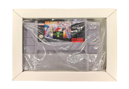 Jim Power The Lost Dimension Super Nintendo Entertainment System SNES retro video game action platformer featuring fast paced side scrolling combat challenging levels futuristic enemies power ups classic 16 bit graphics Super Nintendo gaming experience retro game collection appeal cartridge and inserts