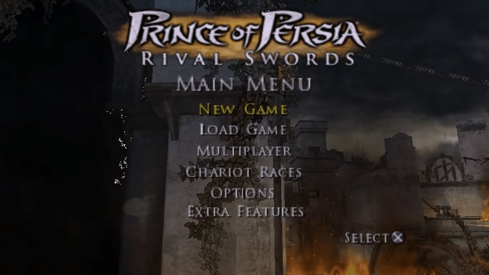 Prince of Persia: Rival Swords main menu for PlayStation Portable (PSP) action-adventure game