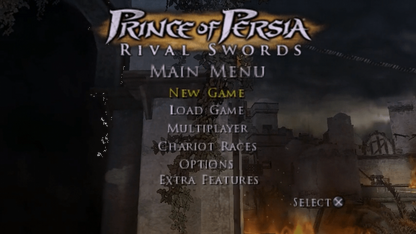 Prince of Persia: Rival Swords main menu for PlayStation Portable (PSP) action-adventure game