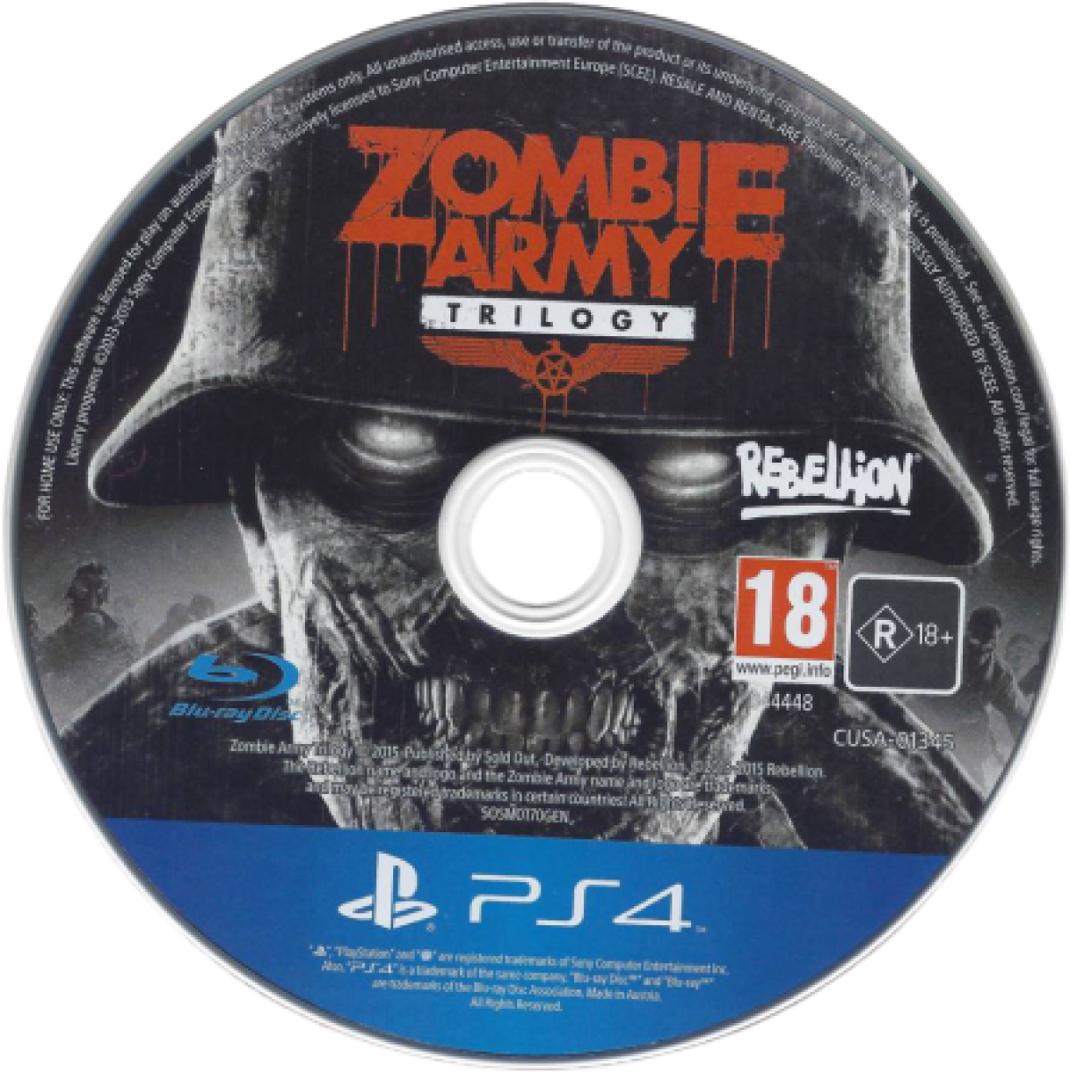 Zombie Army Trilogy [PAL Import] disc cover art for PlayStation 4 video game. 