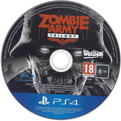Zombie Army Trilogy [PAL Import] disc cover art for PlayStation 4 video game. 