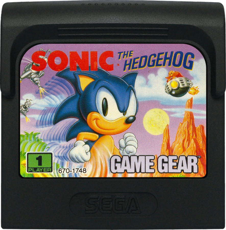 Sonic the Hedgehog cartridge game art for Sega Game Gear (GG) video game