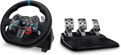 Logitech G29 Driving Force racing wheel and floor pedals for PlayStation 4 featuring realistic force feedback and immersive driving control