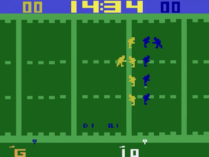 Super Challenge Football Atari inspired design featuring classic football sports gameplay aesthetic vintage gridiron action pixel graphics competitive head to head matches retro score chasing excitement early home console gaming nostalgia Atari presentation gameplay
