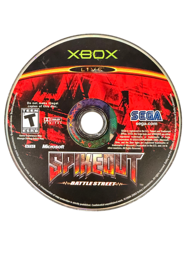 Spikeout Battle Street Xbox retro video game arcade fighting action featuring intense street battles martial arts combat multiple characters fast paced gameplay challenging enemies classic arcade style action Xbox gaming experience collectible game collection appeal top of disc