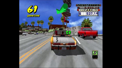 Crazy Taxi PlayStation 2 arcade-style driving video game Sega fast-paced passenger delivery open-world city environment licensed punk alternative soundtrack insane stunts time-based scoring Crazy Box challenge modes original arcade port gameplay screenshot