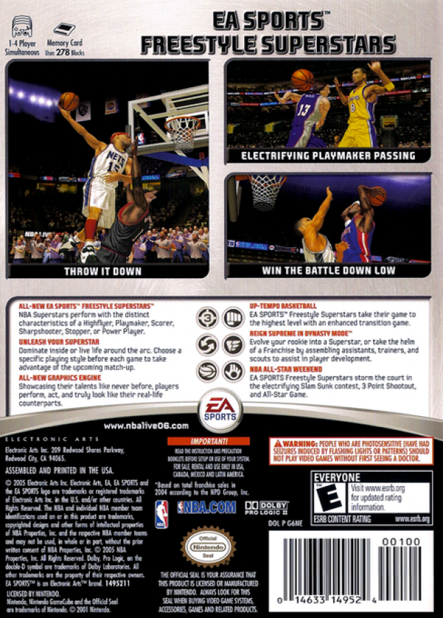 NBA Live 06 back of case for Nintendo GameCube (GC) basketball sports video game