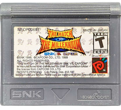 SNK vs. Capcom: Match of the Millennium [CIB] for Neo Geo Pocket Color (NGP) featuring a packed portable 2D fighter with iconic characters from both companies and tight responsive combat; choose solo or tag modes pull off specials and enjoy a complete in box crossover classic cartridge
