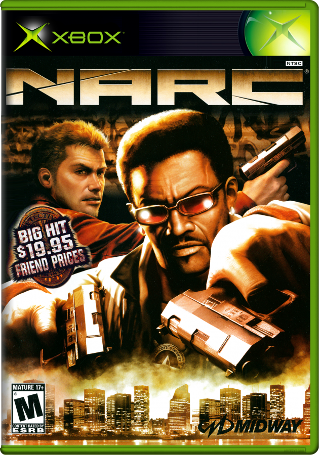 NARC for Xbox (Xbox), cover art action shooter video game.