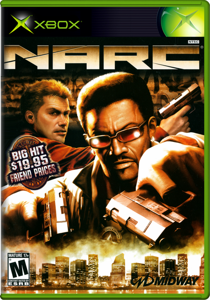 NARC for Xbox (Xbox), cover art action shooter video game.