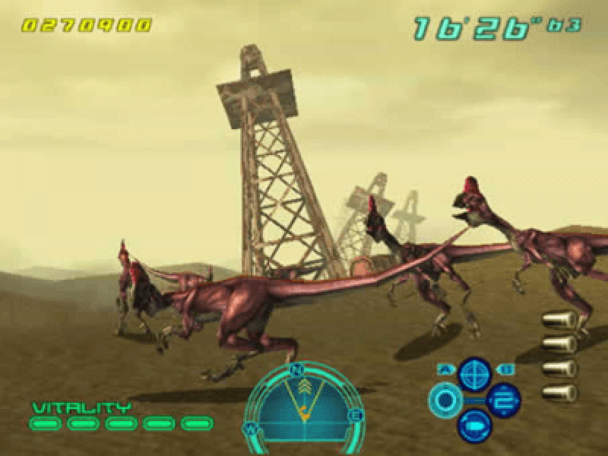 Dino Stalker PlayStation 2 PS2 retro video game light gun shooter gameplay (2002)