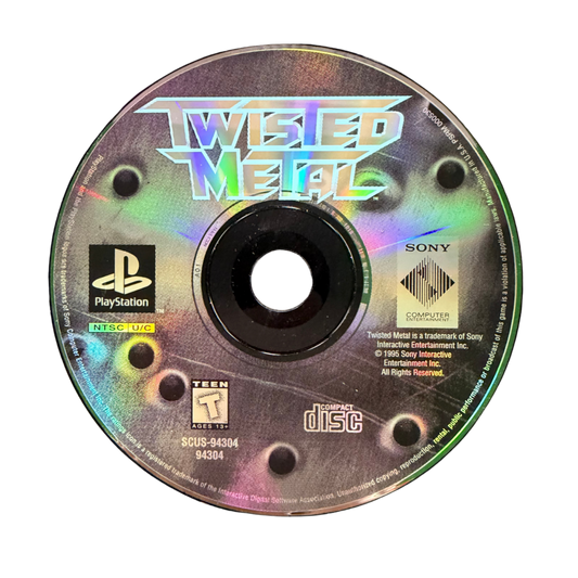 Twisted Metal PlayStation PS1 for vehicular combat video game fans featuring armed vehicles intense arena battles destructive weapons explosive combat unique drivers challenging opponents and classic PlayStation action gameplay collectible retro gaming appeal disc