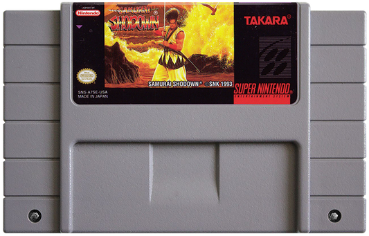 Samurai Shodown cartridge for Super Nintendo Entertainment System (SNES) retro video game