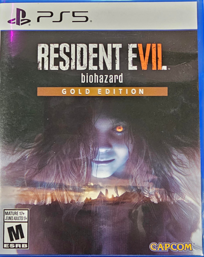Resident Evil VII Biohazard Gold Edition PlayStation 5 PS5 for survival horror video game fans featuring first person gameplay terrifying exploration Baker family mansion environments intense combat puzzle solving resource management grotesque enemies atmospheric storytelling and Gold Edition additional content for an immersive horror gaming experience collectible appeal front cover art