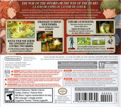 LocaFire Emblem Echoes: Shadows of Valentia back cover art for Nintendo DS (DS) RPG video gamelID_21528 