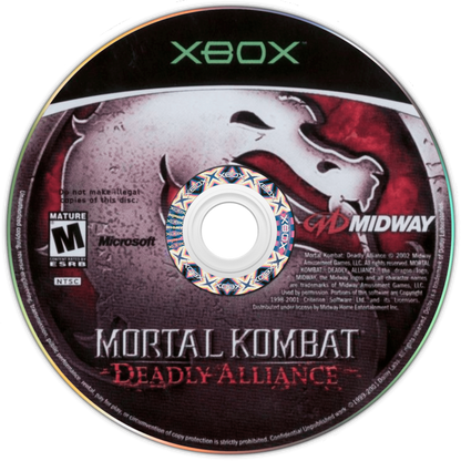 Mortal Kombat Deadly Alliance for Xbox fighting video game featuring brutal one on one combat iconic characters intense fatalities and classic Midway Mortal Kombat franchise gameplay experience disc