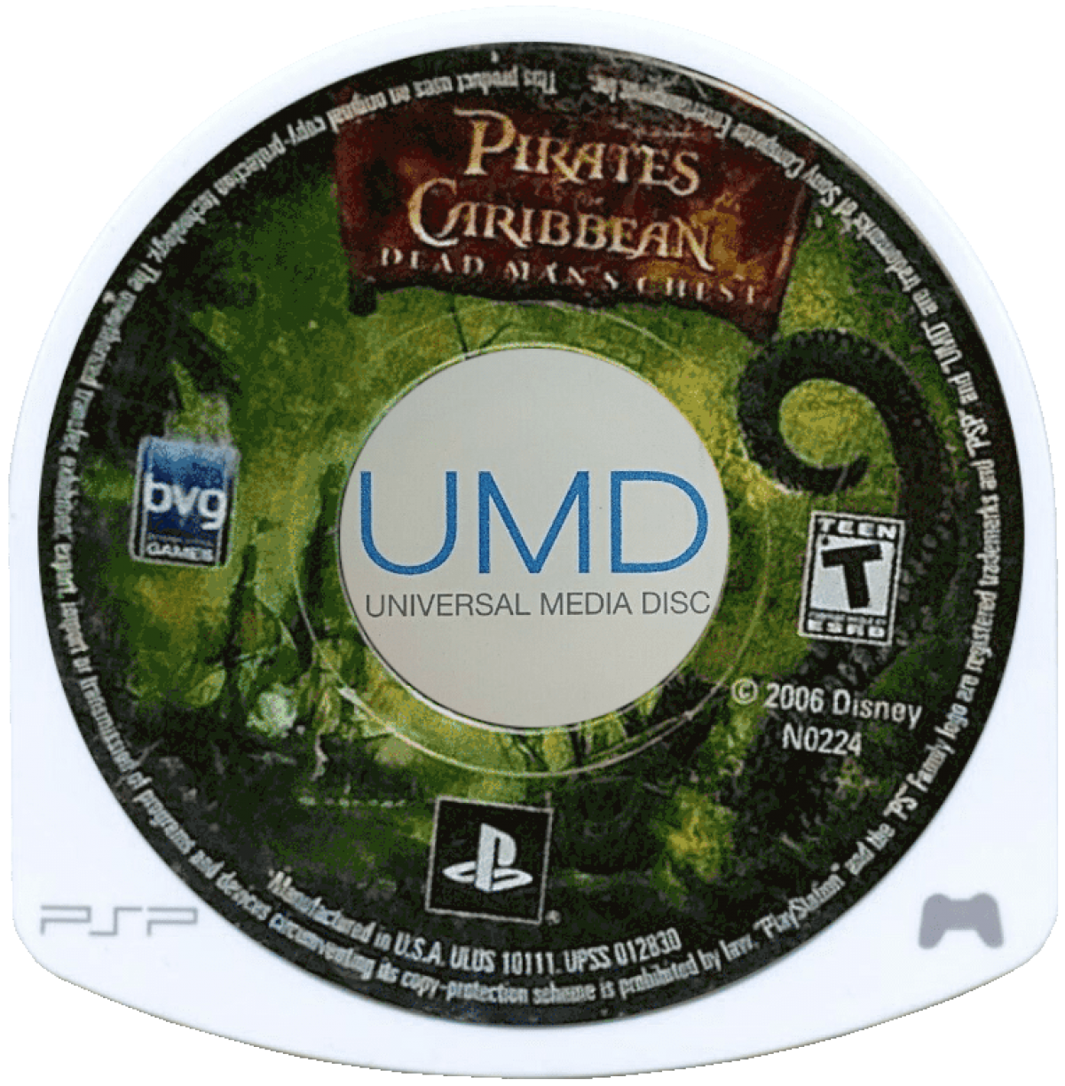 Pirates of the Caribbean Dead Man’s Chest for PSP action adventure video game featuring swashbuckling combat movie inspired levels iconic characters and portable Disney pirate experience disc
