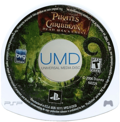 Pirates of the Caribbean Dead Man’s Chest for PSP action adventure video game featuring swashbuckling combat movie inspired levels iconic characters and portable Disney pirate experience disc