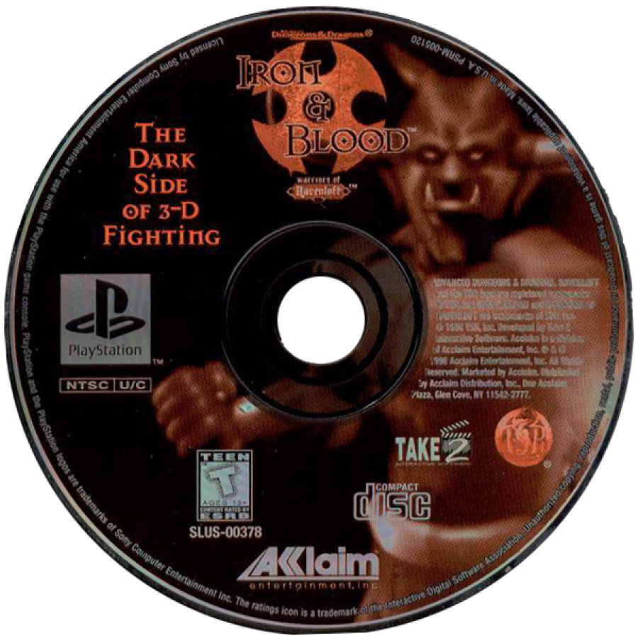 Advanced Dungeons & Dragons Iron and Blood PS1 PlayStation 1 fighting game fantasy medieval combat Dungeons & Dragons licensed game retro video game disc