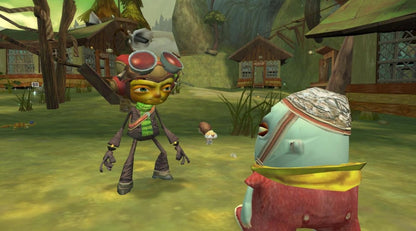 Psychonauts PlayStation 2 PS2 video game featuring action platforming adventure gameplay Raz character psychic abilities mind based environments puzzle solving enemy battles colorful worlds and classic PlayStation 2 gameplay retro video game collection collectible gaming appeal gameplay
