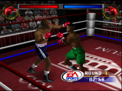 Knockout Kings 2000 game for the Nintendo 64 featuring boxing simulation gameplay with licensed fighters career mode training systems and realistic boxing matches including exhibition and championship bouts in a complete in box retail release format gameplay 
